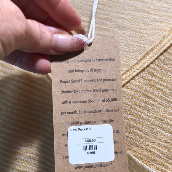 NWT Project Social T raw pocket semi sheer pinstripe v neck oversize XS - Picture 5 of 11